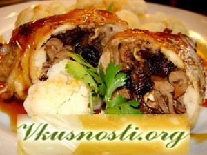 Рецепт второго блюда: Куриное филе, фаршированное грибами